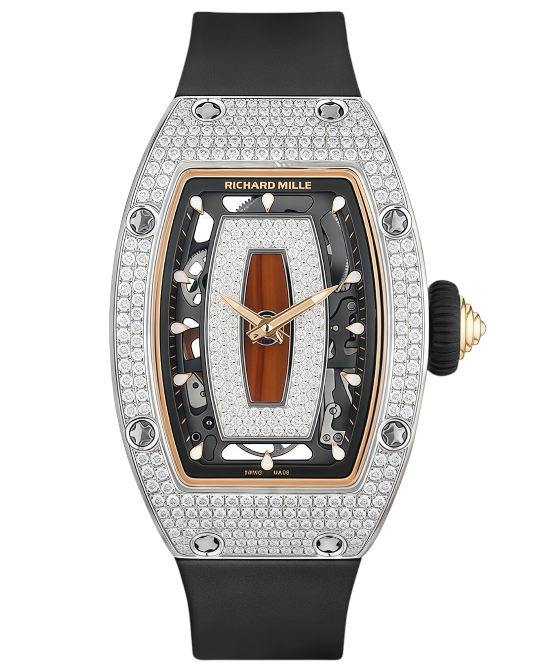 Часы Richard Mille RM07-01 White Gold Full Set Diamonds (Red Lips)