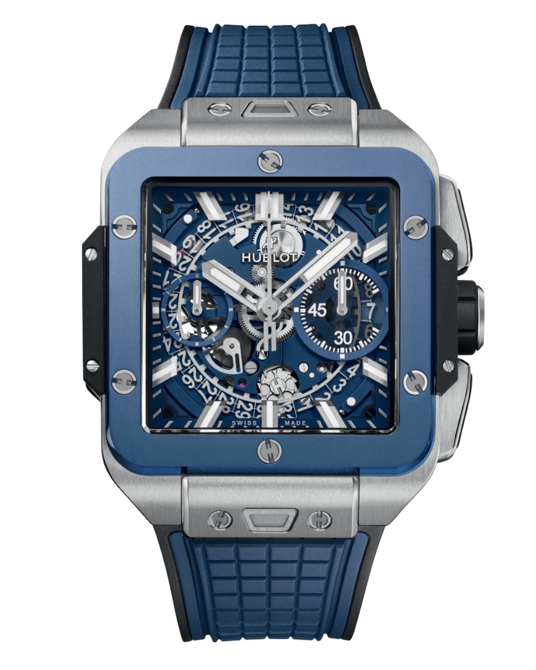 Часы Hublot Square Bang Unico Titanium Blue Ceramic 821.NL.5170.RX